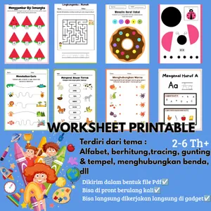 WORKSHEET PRINTABLE ANAK PRA SEKOLAH