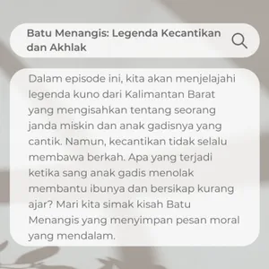 Batu Menangis: Legenda Kecantikan dan Akhlak