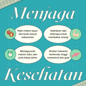 pola makan sehat, olahraga, tidur yang cukup, manajemen energi dan pentingnya hidup sehat selama masa kuliah.