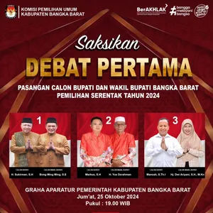 DEBAT PERTAMA PASANGAN CALON BUPATI DAN WAKIL BUPATI BANGKA BARAT PILKADA SERENTAK TAHUN 2024.