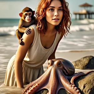 Bayi Monyet dan Gurita Misterius 🐒🐙 | Pertemuan di Pantai Ajaib!"