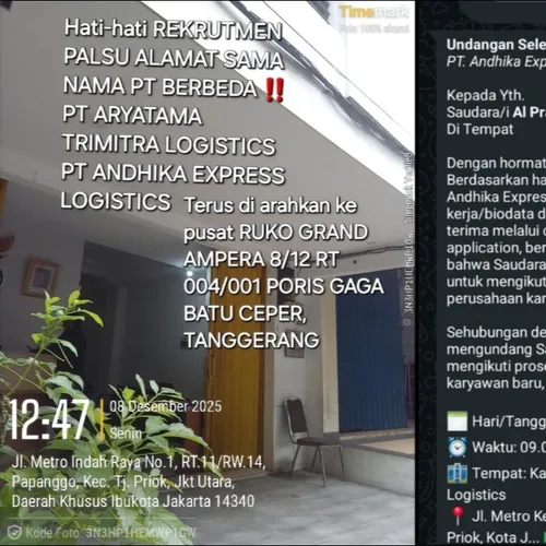 REKRUTMEN KERJA ONLINE PALSU‼️ HATI-HATI‼️