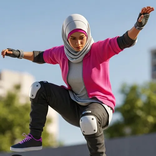 Aksi Skateboard Hijaber