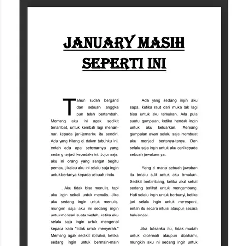 37. " January Masih Seperti Ini "