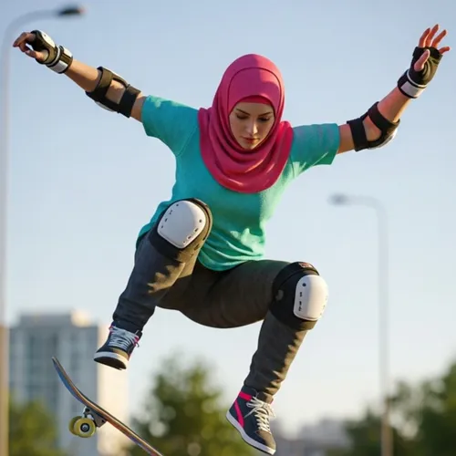 Aksi Skateboard Hijaber 2