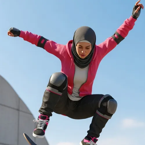 Aksi Skateboard Hijaber 4