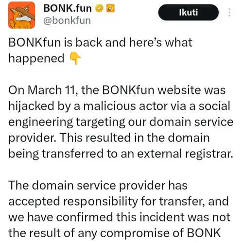 Peretasan Crypto Bonkfun menyebabkan kerugian sebesar $20.000 Dollar